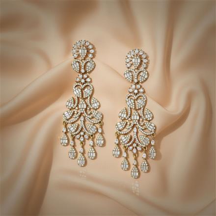 Cubic Zirconia Classic Earring With Mehndi 2 Tone Rhodium Plating