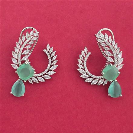 Cz Classic Earring With Rhodium Plating