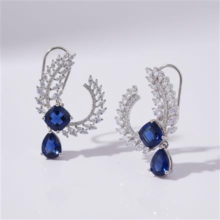 Cz Classic Earring With Rhodium Plating
