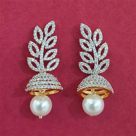Cz Jhumki With Carat 2 Tone Rhodium Plating