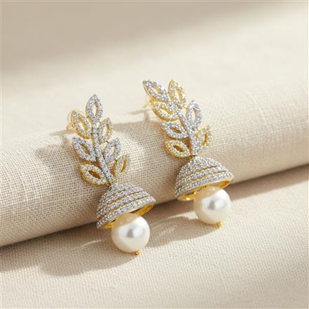 Cz Jhumki With Carat 2 Tone Rhodium Plating