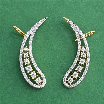 Cz Classic Earring With 2 Tone Rhodium Plating