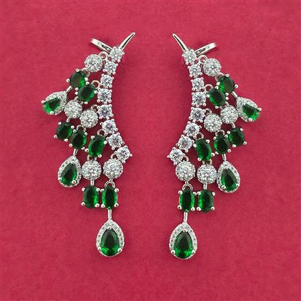 Cz Classic Earring With Rhodium Plating
