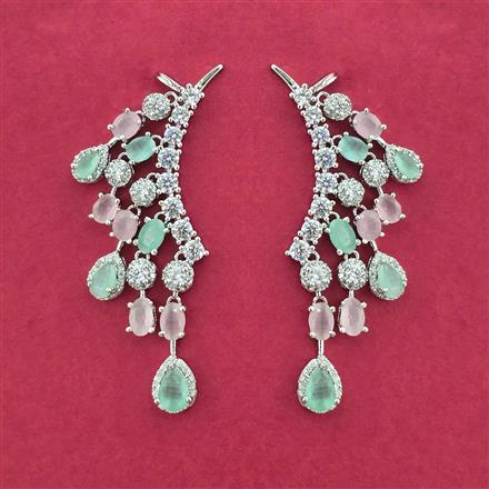 Cz Classic Earring With Rhodium Plating