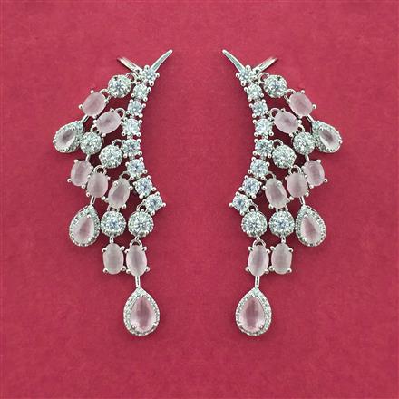 Cz Classic Earring With Rhodium Plating