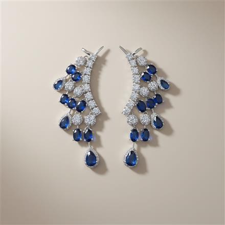 Cz Classic Earring With Rhodium Plating