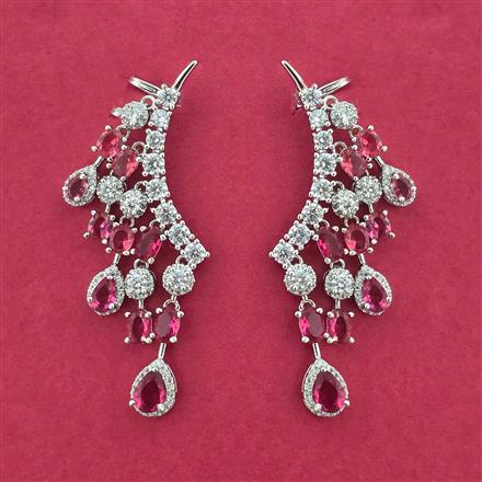 Cz Classic Earring With Rhodium Plating