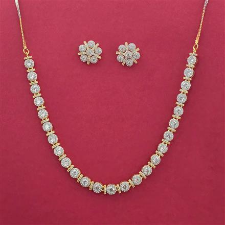 Cz Delicate Necklace With Carat 2 Tone Rhodium Plating