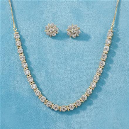 Cz Delicate Necklace With Carat 2 Tone Rhodium Plating