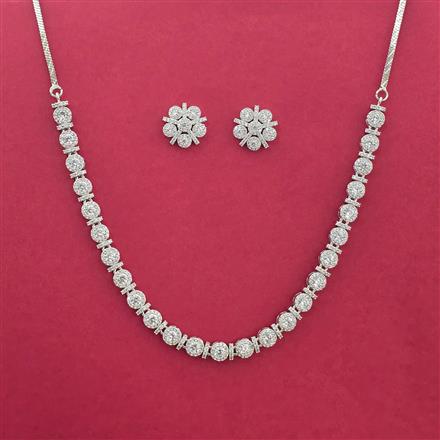 Cz Delicate Necklace With Carat 2 Tone Rhodium Plating