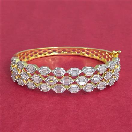 Cubic Zirconia Classic Kada With Carat 2 Tone Rhodium Plating