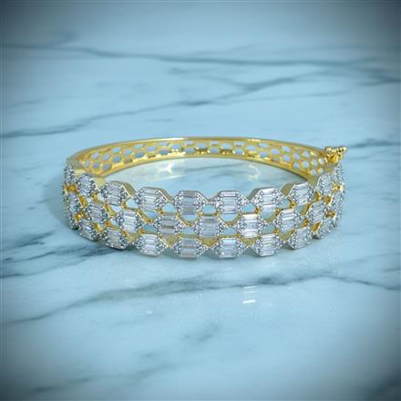 Cubic Zirconia Classic Kada With Carat 2 Tone Rhodium Plating