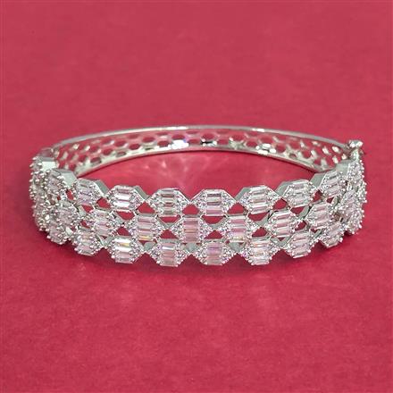 Cubic Zirconia Classic Kada With Carat 2 Tone Rhodium Plating