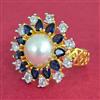 Cubic Zirconia Adjustable Ring With 2 Tone Plating