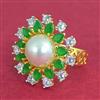 Cubic Zirconia Adjustable Ring With 2 Tone Plating