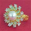 Cubic Zirconia Adjustable Ring With 2 Tone Plating
