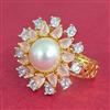 Cubic Zirconia Adjustable Ring With 2 Tone Plating