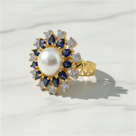 Cubic Zirconia Adjustable Ring With 2 Tone Plating