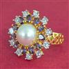 Cubic Zirconia Adjustable Ring With 2 Tone Plating