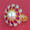 Cubic Zirconia Adjustable Ring With 2 Tone Plating