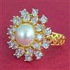 Cubic Zirconia Adjustable Ring With 2 Tone Plating