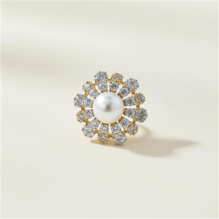 Cz Adjustable Ring With 2 Tone Rhodium Plating