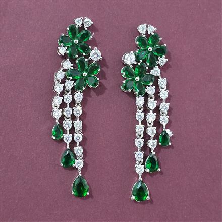 Cz Classic Earring With Rhodium Plating