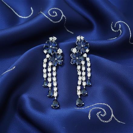 Cz Classic Earring With Rhodium Plating
