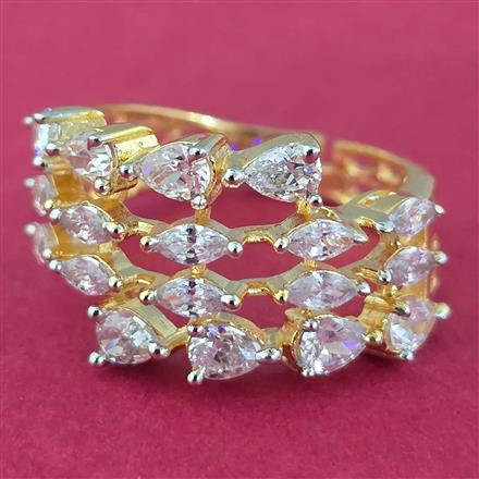 Cz Adjustable Ring With 2 Tone Rhodium Plating