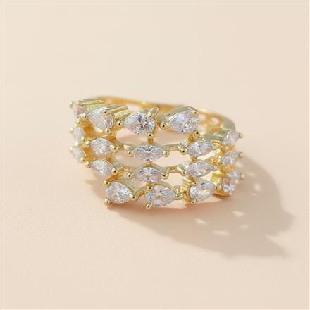 Cz Adjustable Ring With 2 Tone Rhodium Plating