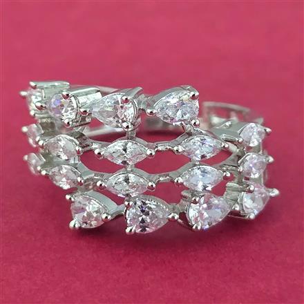 Cz Adjustable Ring With 2 Tone Rhodium Plating