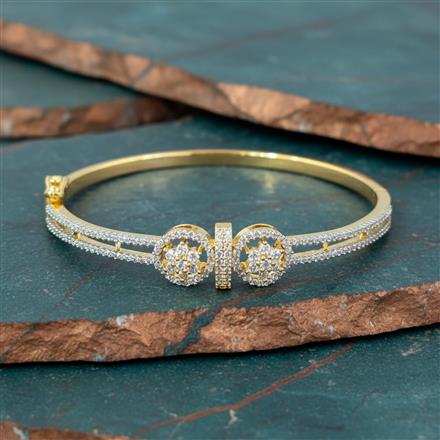 Cz Delicate Kada With 2 Tone Rhodium Plating