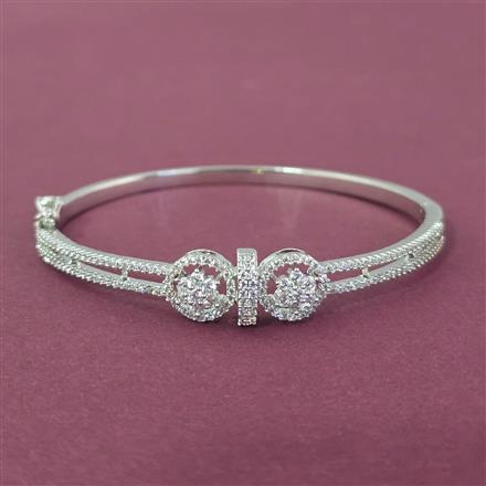 Cz Delicate Kada With 2 Tone Rhodium Plating