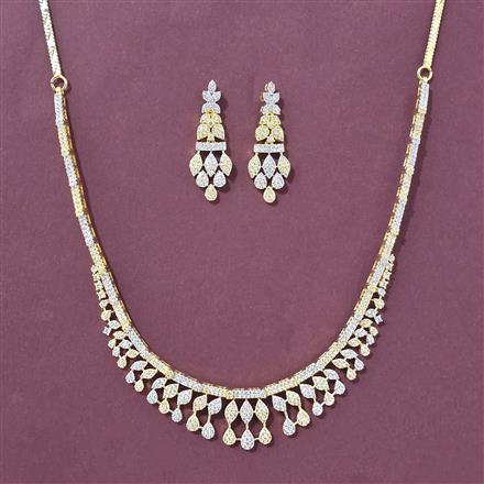 Cz Delicate Necklace Set With 2 Tone Rhodium Plating