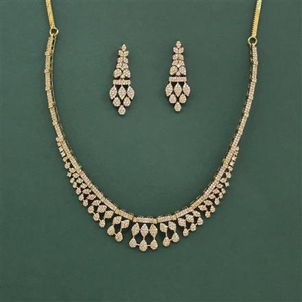 Cz Delicate Necklace Set With Mehndi Plating