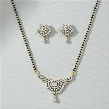 Cz Delicate Mangalsutra With 2 Tone Rhodium Plating