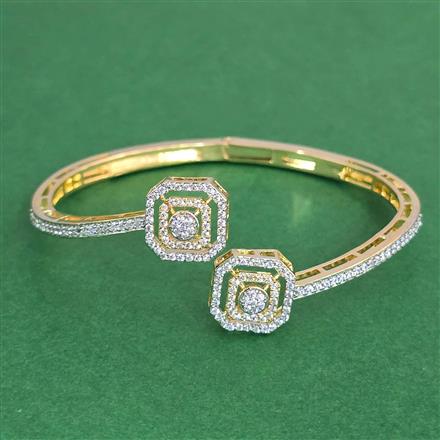 Cz Delicate Kada With 2 Tone Rhodium Plating