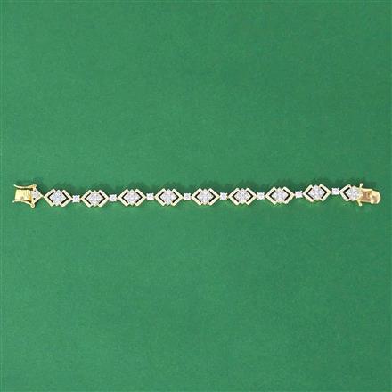 Cubic Zirconia Classic Bracelet With 2 Tone Rhodium Plating