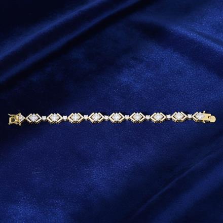 Cubic Zirconia Classic Bracelet With 2 Tone Rhodium Plating