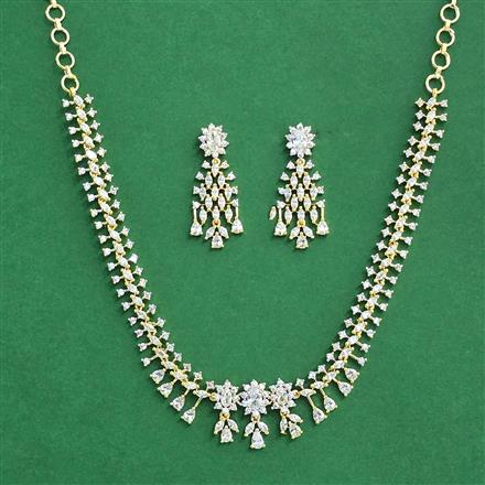 Cz Classic Necklace Set With 2 Tone Plating