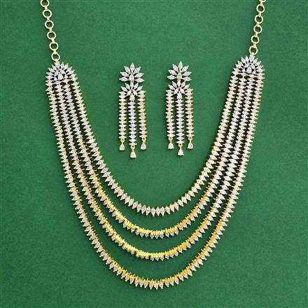 Cz Classic Necklace Set With 2 Tone Plating