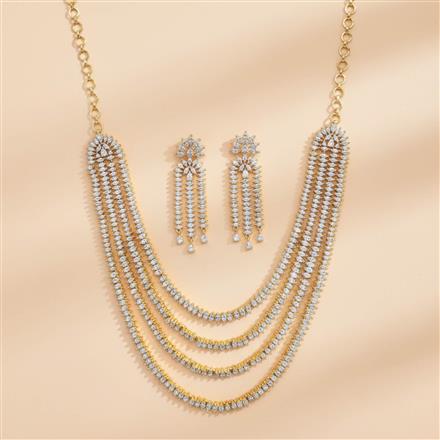 Cz Classic Necklace Set With 2 Tone Plating
