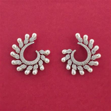 Cz Moti Earring With Mehndi 2 Tone Rhodium Plating