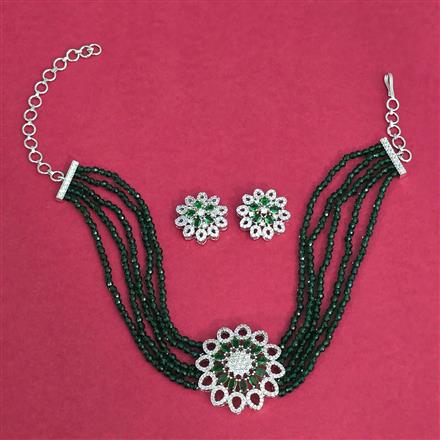 Cubic Zirconia Choker Necklace With Rhodium Plating