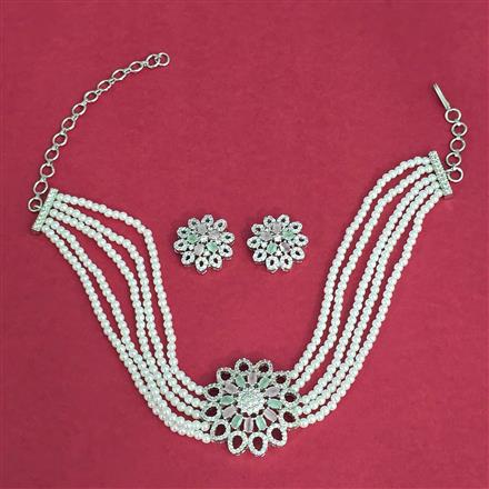 Cubic Zirconia Choker Necklace With Rhodium Plating