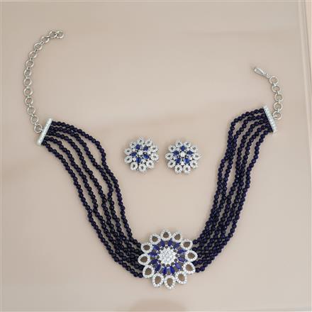 Cubic Zirconia Choker Necklace With Rhodium Plating