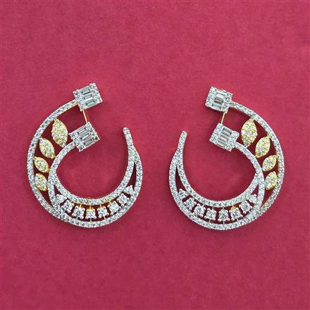 Cz Classic Earring With Carat 2 Tone Rhodium Plating