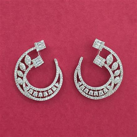 Cz Classic Earring With Carat 2 Tone Rhodium Plating