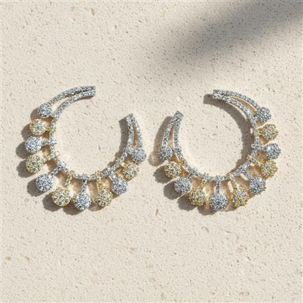 Cz Classic Earring With Mehndi 2 Tone Rhodium Plating