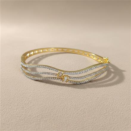 Cz Openable Kada With Mehndi 2 Tone Rhodium Plating